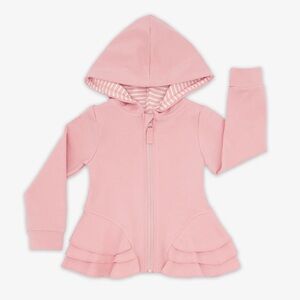 Little Sleepies Mauve Blush Pink Peplum Bamboo Hoodie Baby Girl 12-18 Months